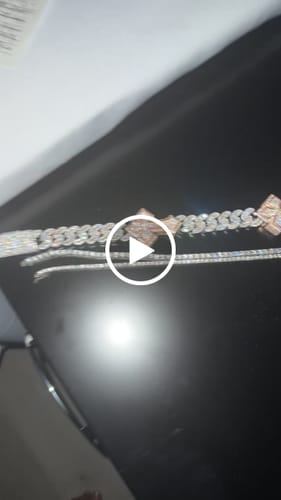 Customer video review of CUSTOM CLASP 15MM Moissanite Baguette Cross Miami Cuban Link Chain 14K Gold