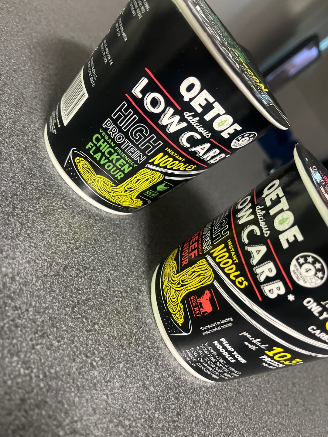 Customer photo review of Qetoe Low Carb High Protein Instant Cup Noodle - CHICKEN 12 PACK