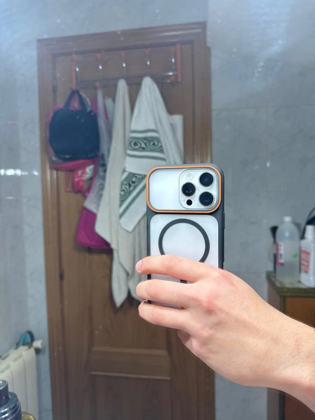 Customer photo review of LuxuryKase Frosted Clear Mag-Safe Case | Translucent Matte Back | Soft TPU Bumper + Hard PC Back | Raised Camera Protection | Wireless Charging Compatible For iPhone & Samsung Series