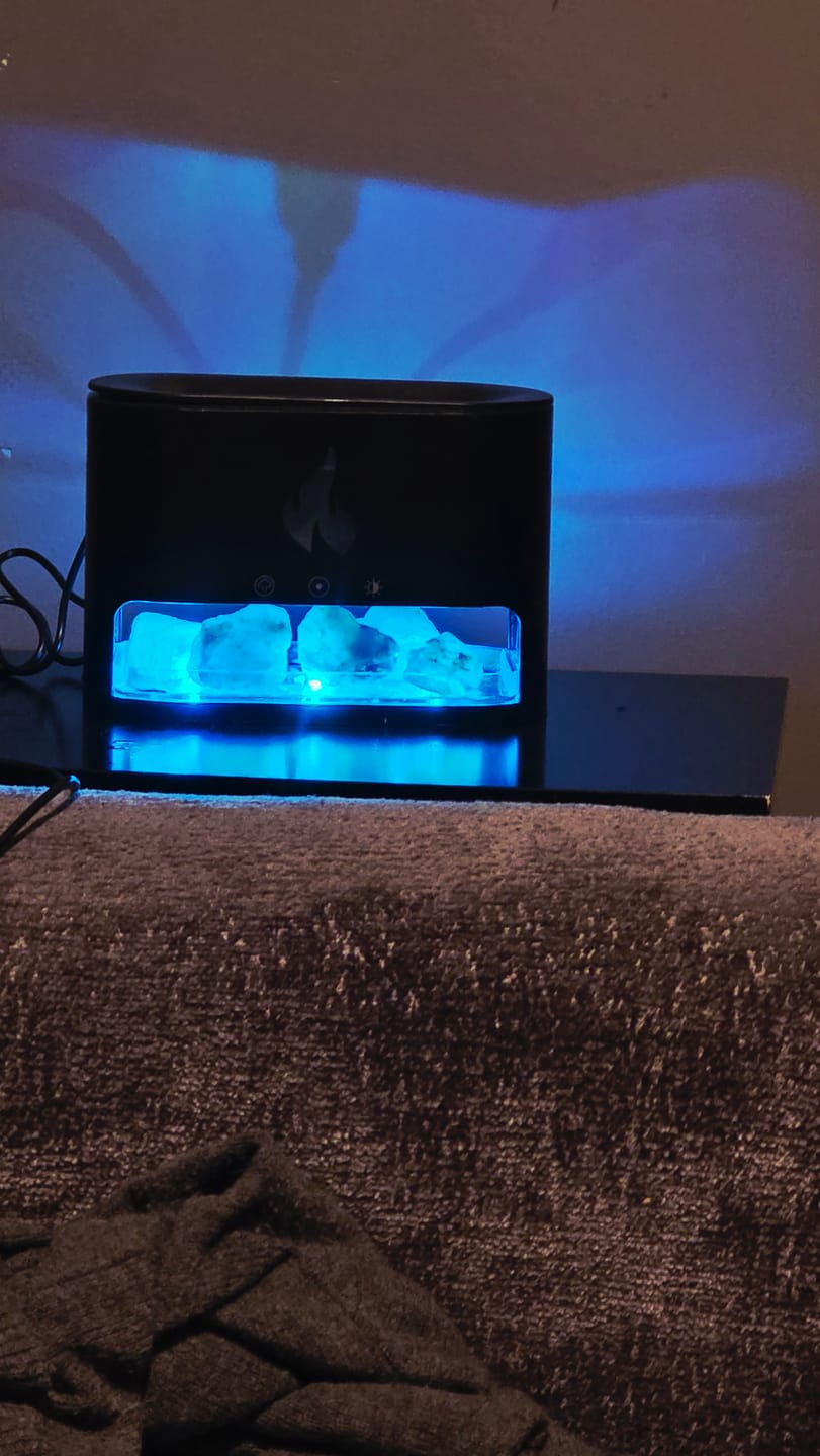 Customer photo review of Himalayan Salt Fireplace Humidifier Lamp + FREE 18 Organic Essential Oils Set