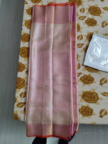 Customer photo review of Sai Pallavi Baby Pink Tissue Silk Banarasi Saree