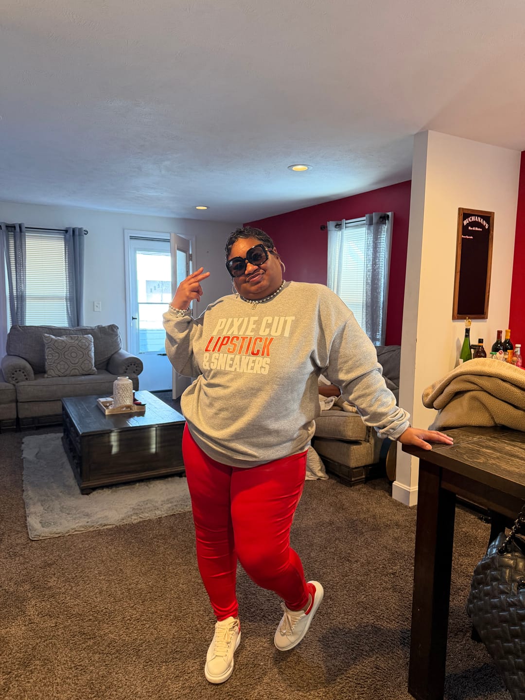 Customer photo review of Pixie Cut, Lipsitck, & Sneakers (gray)