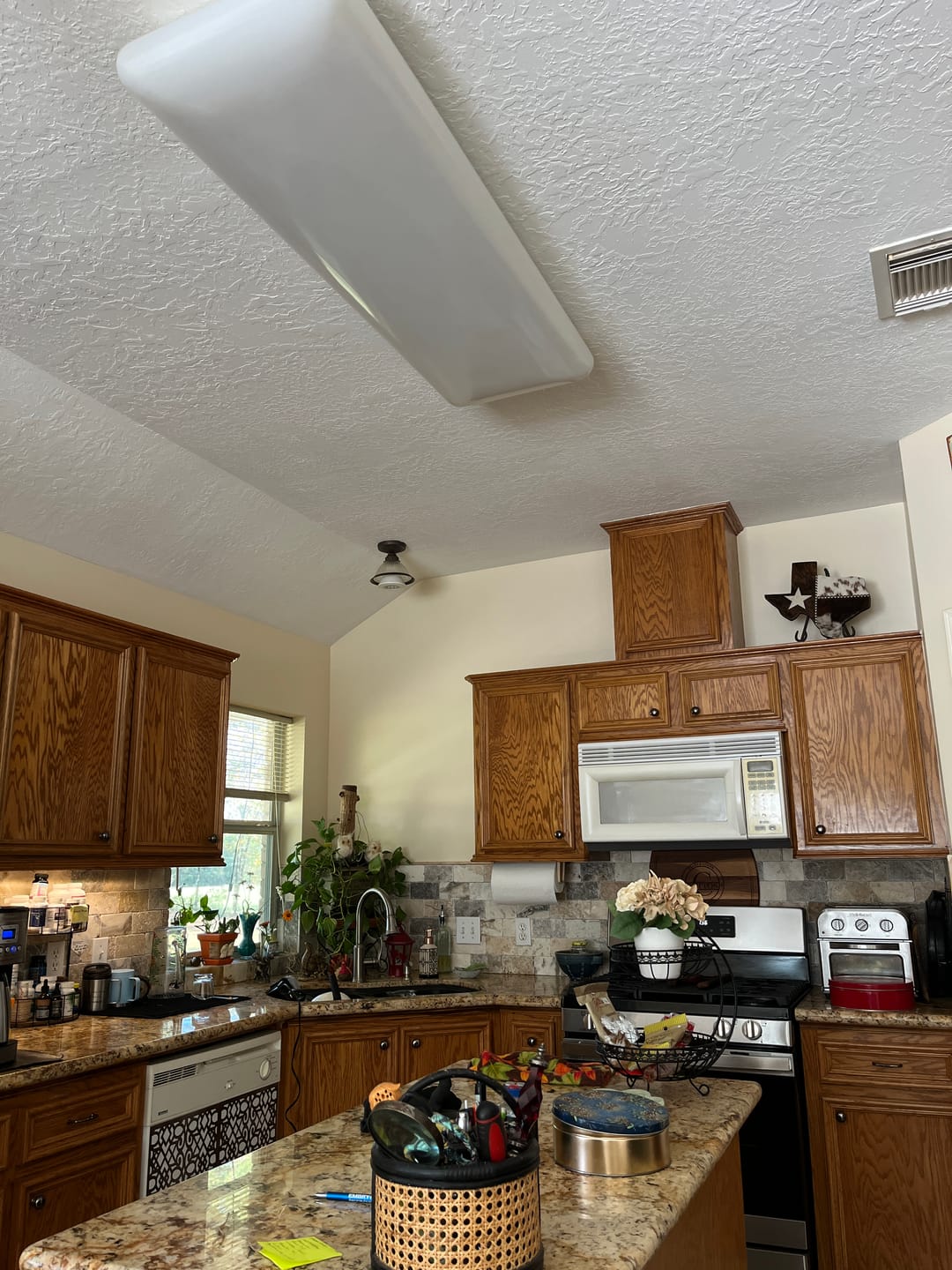 Customer photo review of Modern Brass 6-Light Rippled Glass Drum Pendant