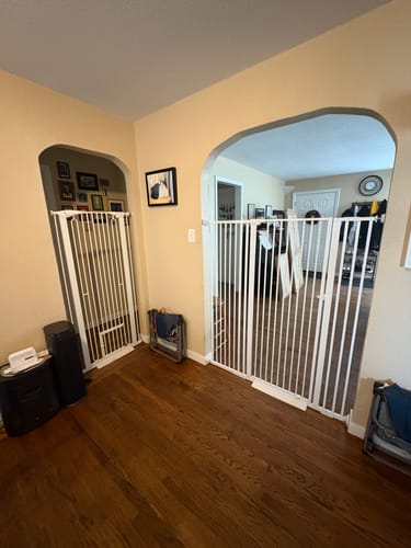 Customer photo review of FairyBaby 57" Extra Tall Pet Gate for  Big Dogs and Curious Climbers