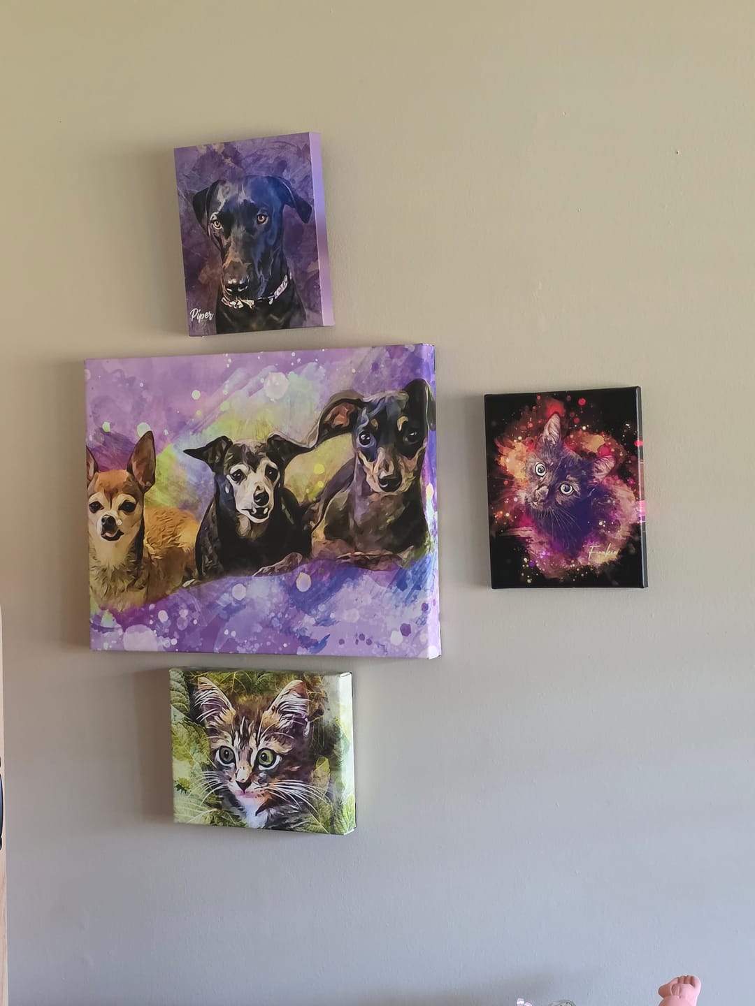 Customer photo review of Custom Neon Watercolor Pet Portrait – Aesthetic Neon Style (AN)