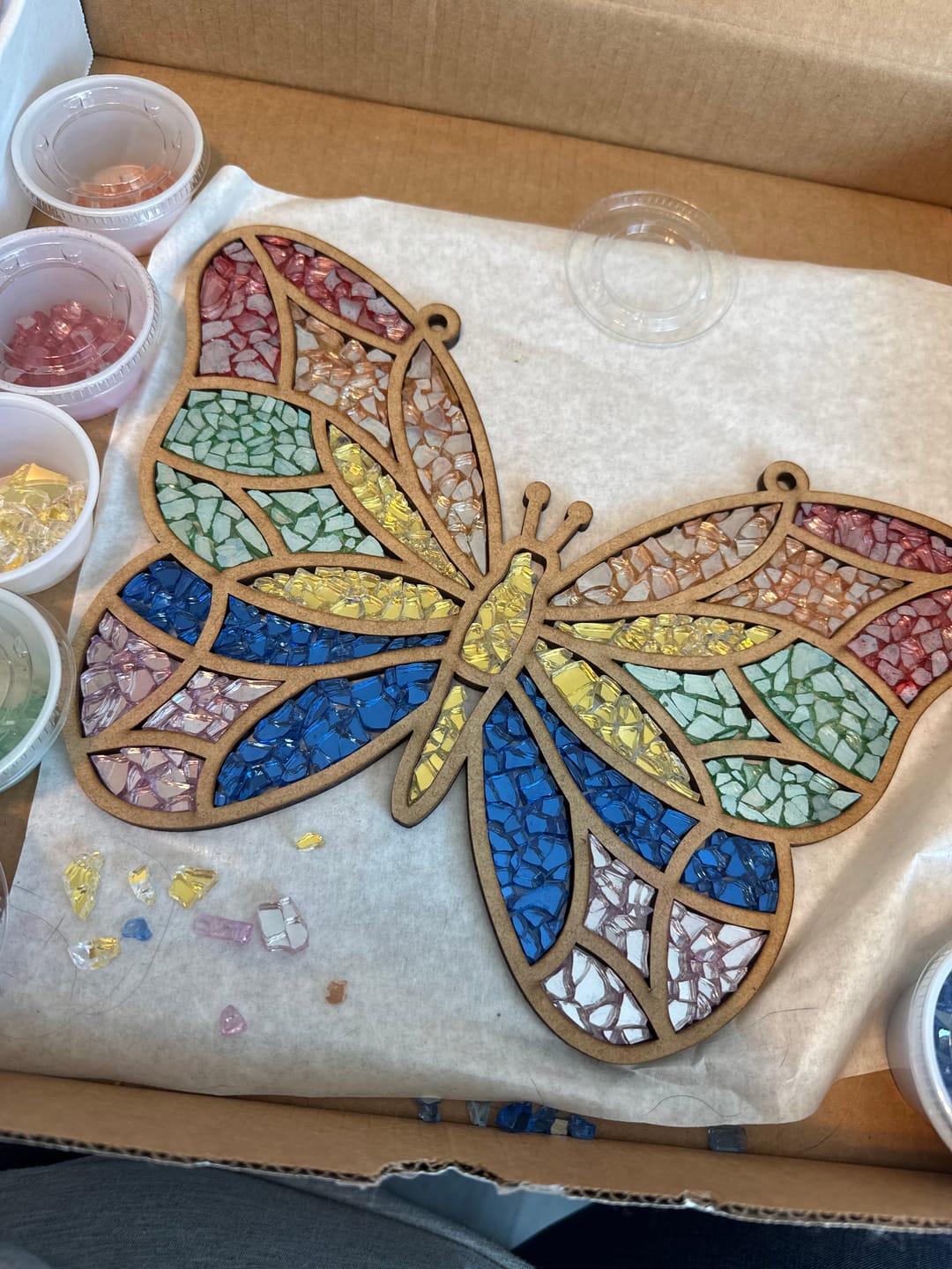 Customer photo review of DIY Butterfly Stained Glass Suncatcher
