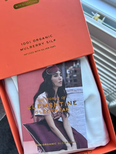 Customer photo review of Organic Silver Ion Silk Hair Bonnet