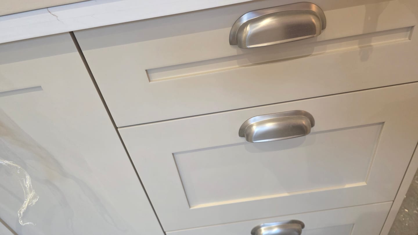 Customer photo review of Hampton Brushed Satin Nickel Cupboard Handles