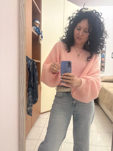 Customer photo review of Jeans Pink Viral - con tasca rosa brillantinata