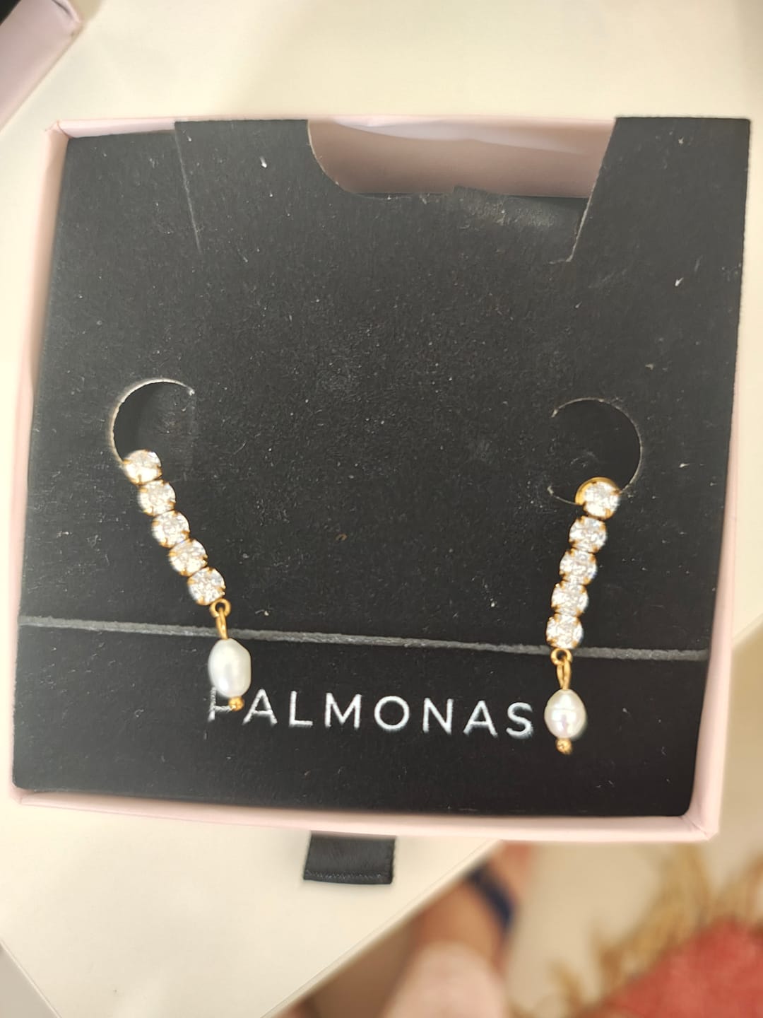 Customer photo review of Pearl Drop Diamond Earrings