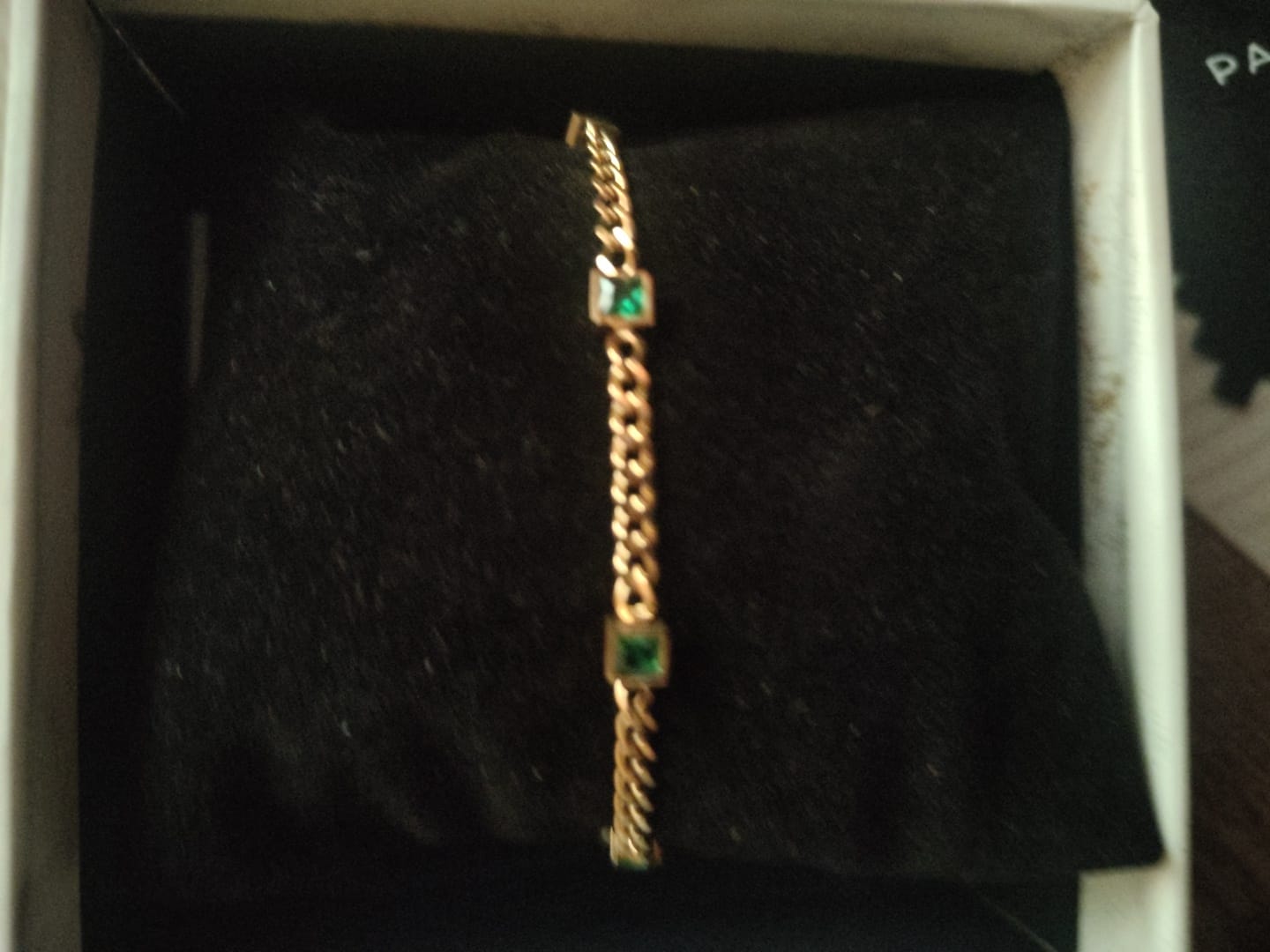 Customer photo review of Gold Green Gem Chain Bracelet