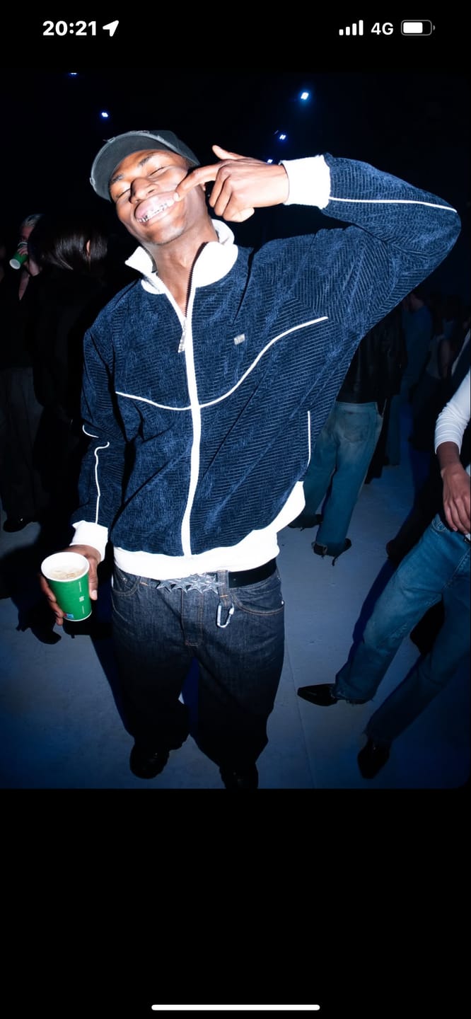 Customer photo review of Velour Track Jacket Blue