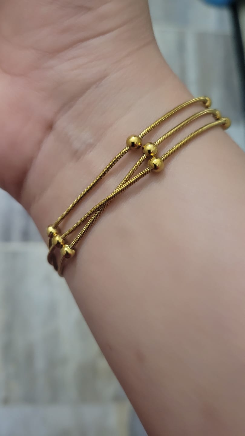 Customer photo review of Gold Chain Bracelet with Beads