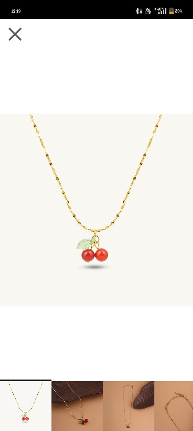 Customer photo review of Cherry Bliss Charm Necklace