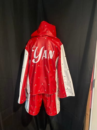 Customer photo review of Red Stretch Faux Leather