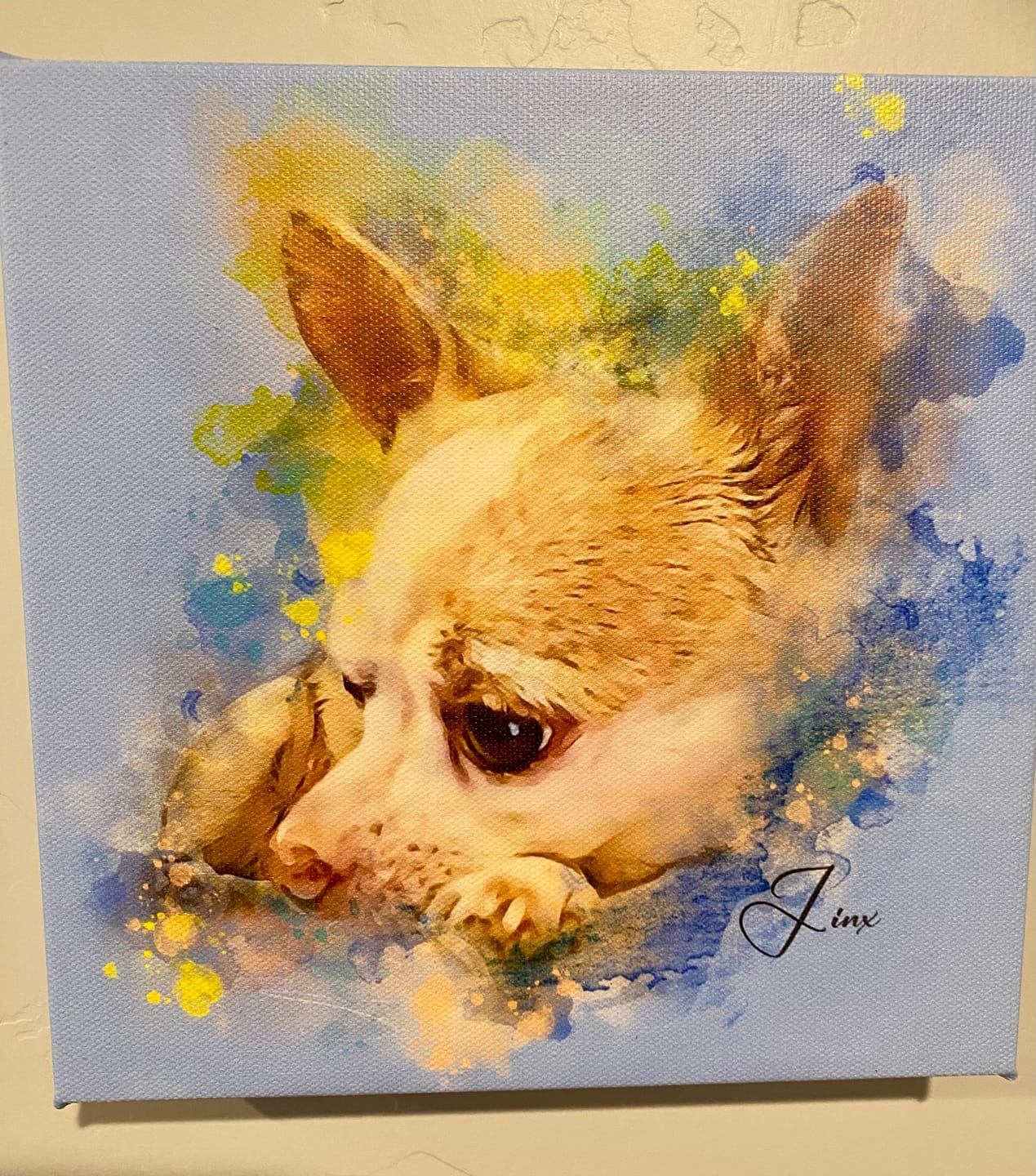 Customer photo review of Custom Watercolor Pet Portrait – Wild Pastel Style
