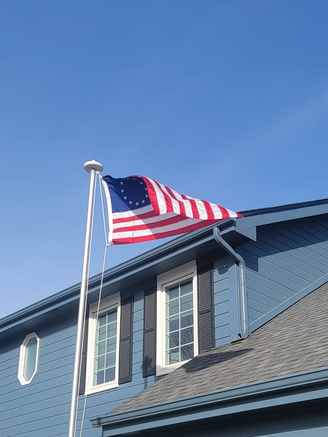 Customer photo review of Betsy Ross Flag - Fully Sewn and Embroidered