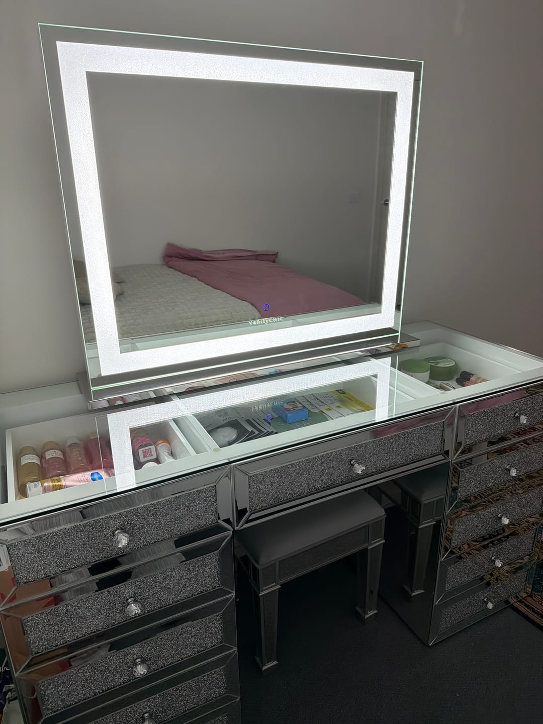 Customer photo review of HIGH QUALITY - SUNDAY ROSE Beauty Station (Non glass top table)
