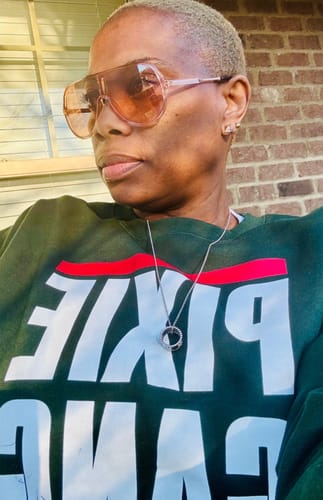 Customer photo review of Pixie, Lipstick, & Sneakers Sweatshirt (Grey)