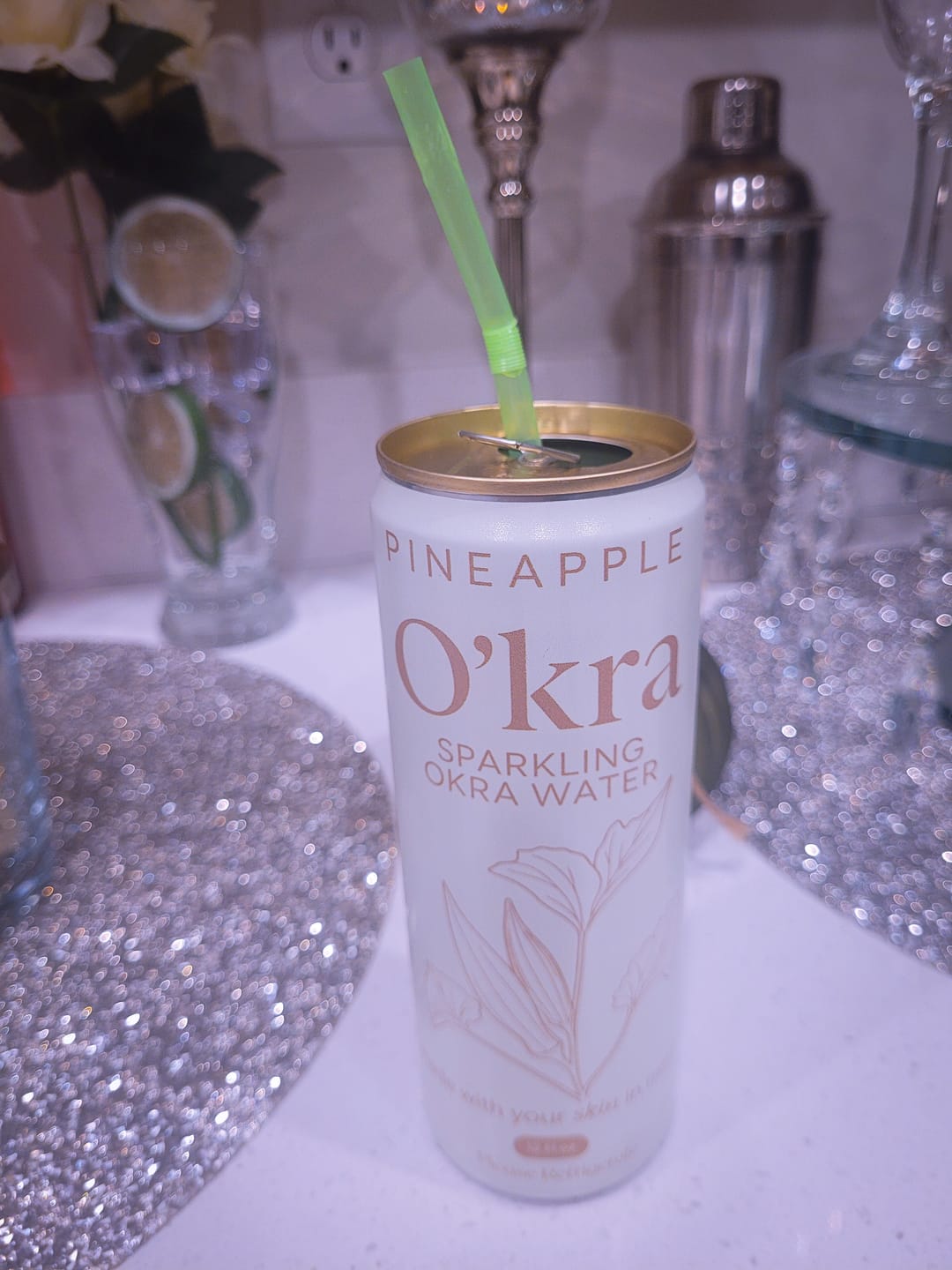 Customer photo review of O’kra – Sparkling Okra Water (Pineapple) | Hydration & Skin Health