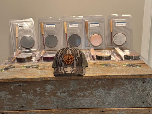 Customer photo review of Custom Leather Patch Trucker Hat - Richardson 112P