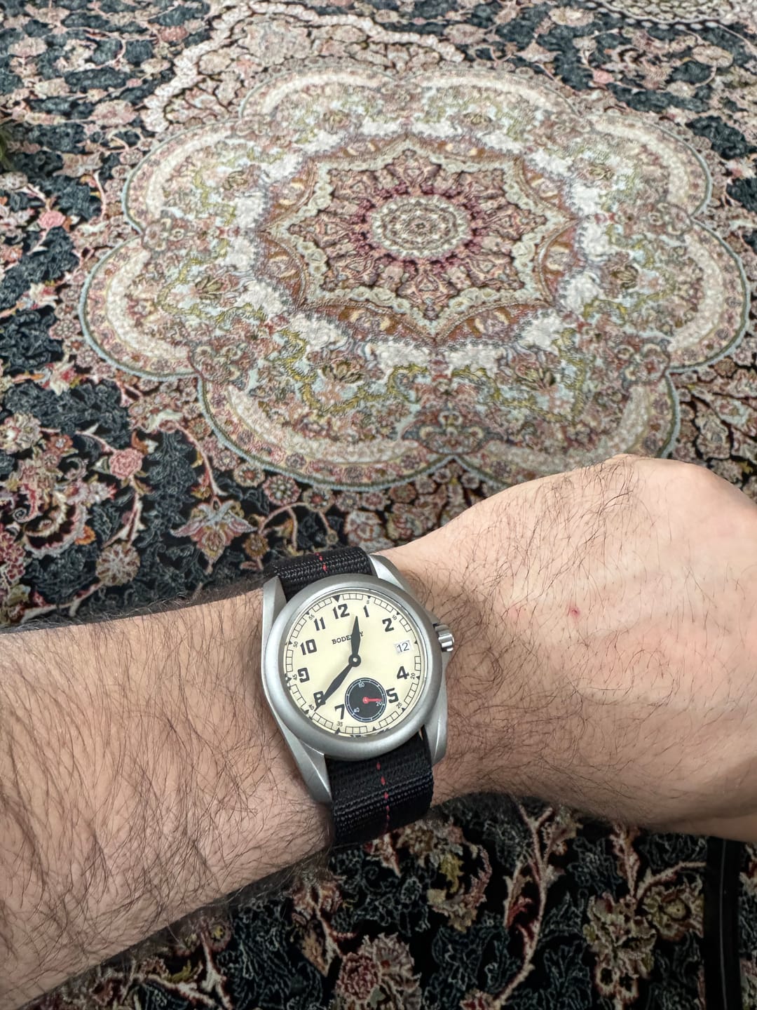 Customer photo review of VOYAGER S72 – 72-Hour Power Reserve Titanium Automatic Field Watch, 100M Water Resistant | Cream