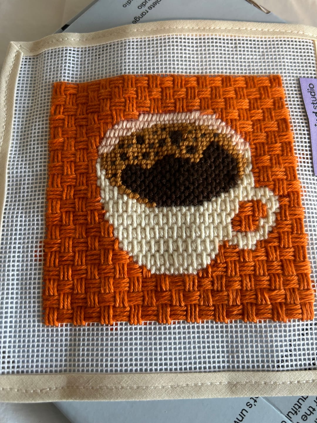 Customer photo review of Coffee (Bica) Needlepoint Kit