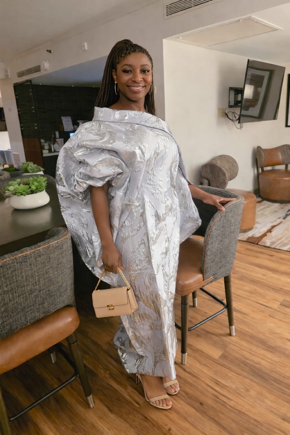 Customer photo review of Abeni Off-Shoulder Boubou | Silver