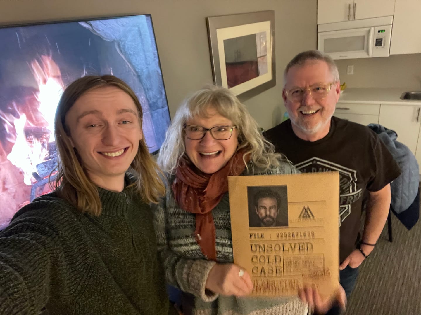 Customer photo review of Unsolved Cold Case Files Game - Edward Munst Unsolved Murder Mystery - Perfect Date Night Game - Phys