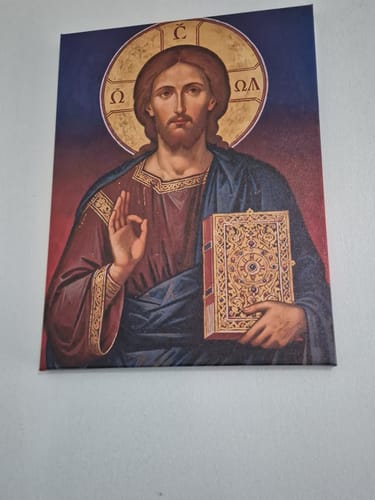 Customer photo review of Christianartworkshop Christ Pantocrator Art Canvas: Divine Authority & Timeless Devotion