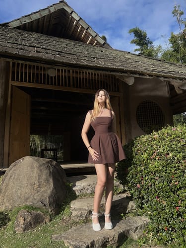 Customer photo review of Soft Mocha Square-Neck Dress