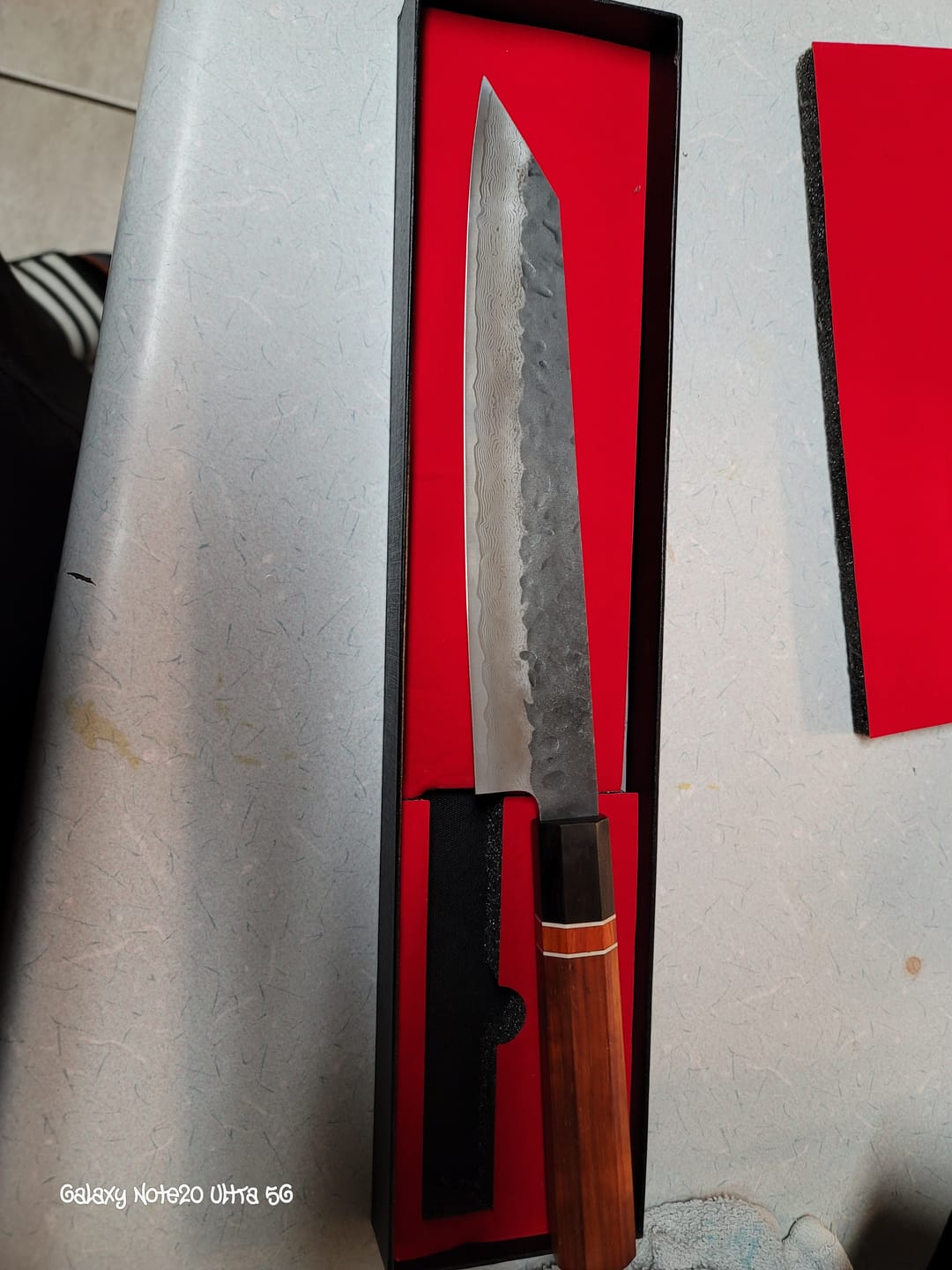 Customer photo review of Kiritsuke Knife - Damascus Red Ebony Wood Handle