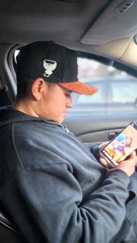 Customer photo review of Black & Copper Sueded Brim Hat