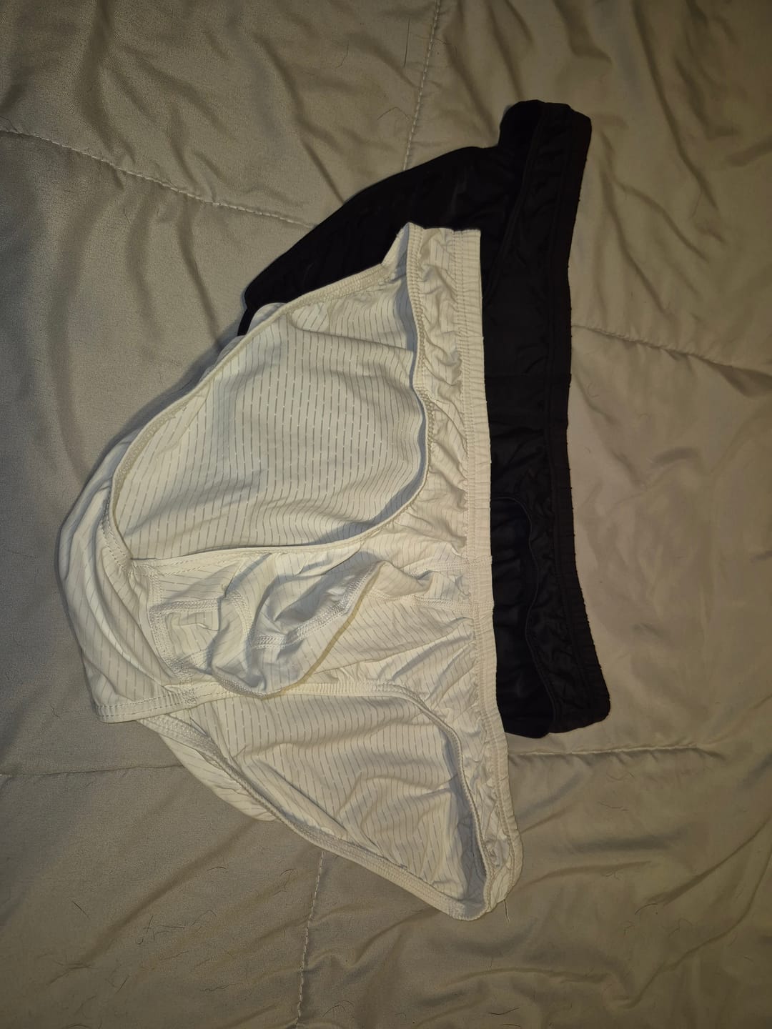 Customer photo review of Nylon 0in Low-Rise Bikini Briefs No Fly 3pk Black/Gray/White