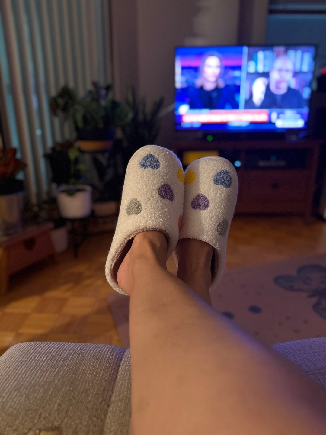 Customer photo review of Zia Colorful Heart Slippers