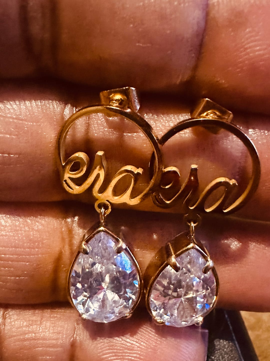Customer photo review of Gold Era Teardrop Earrings