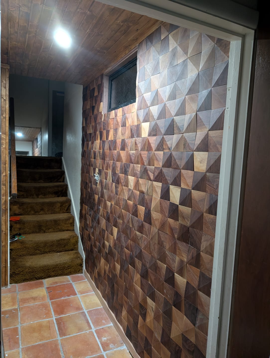Customer photo review of Natural Walnut 3D Diamond Panels