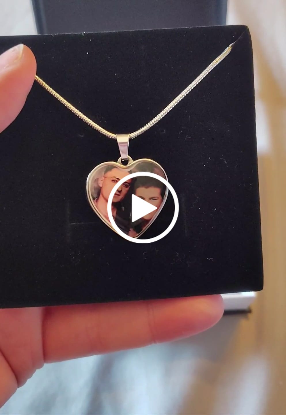 Customer video review of Photo Engraved Necklace Memorial Gift