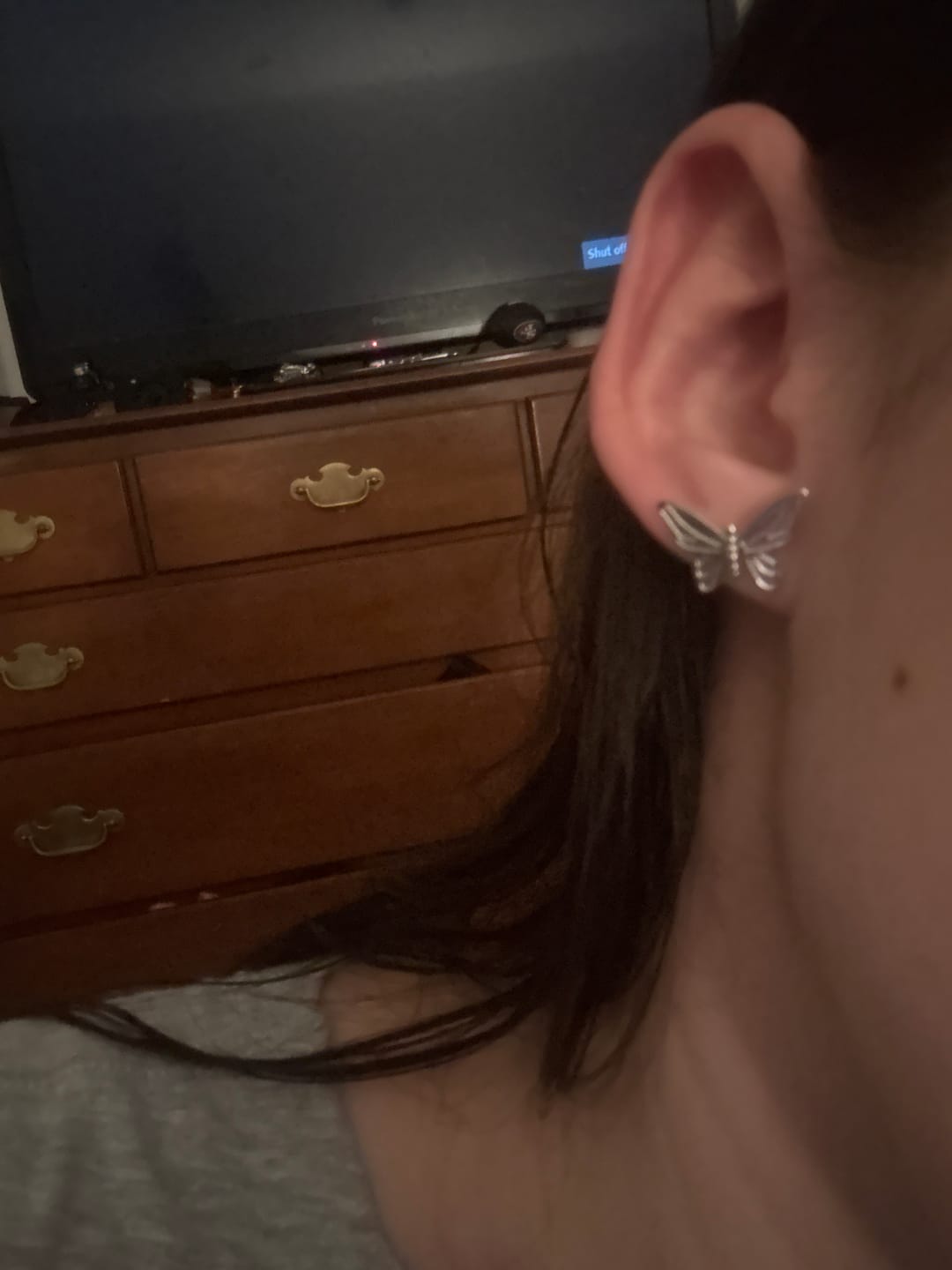 Customer photo review of BUTTERFLY EARRING (STUD)