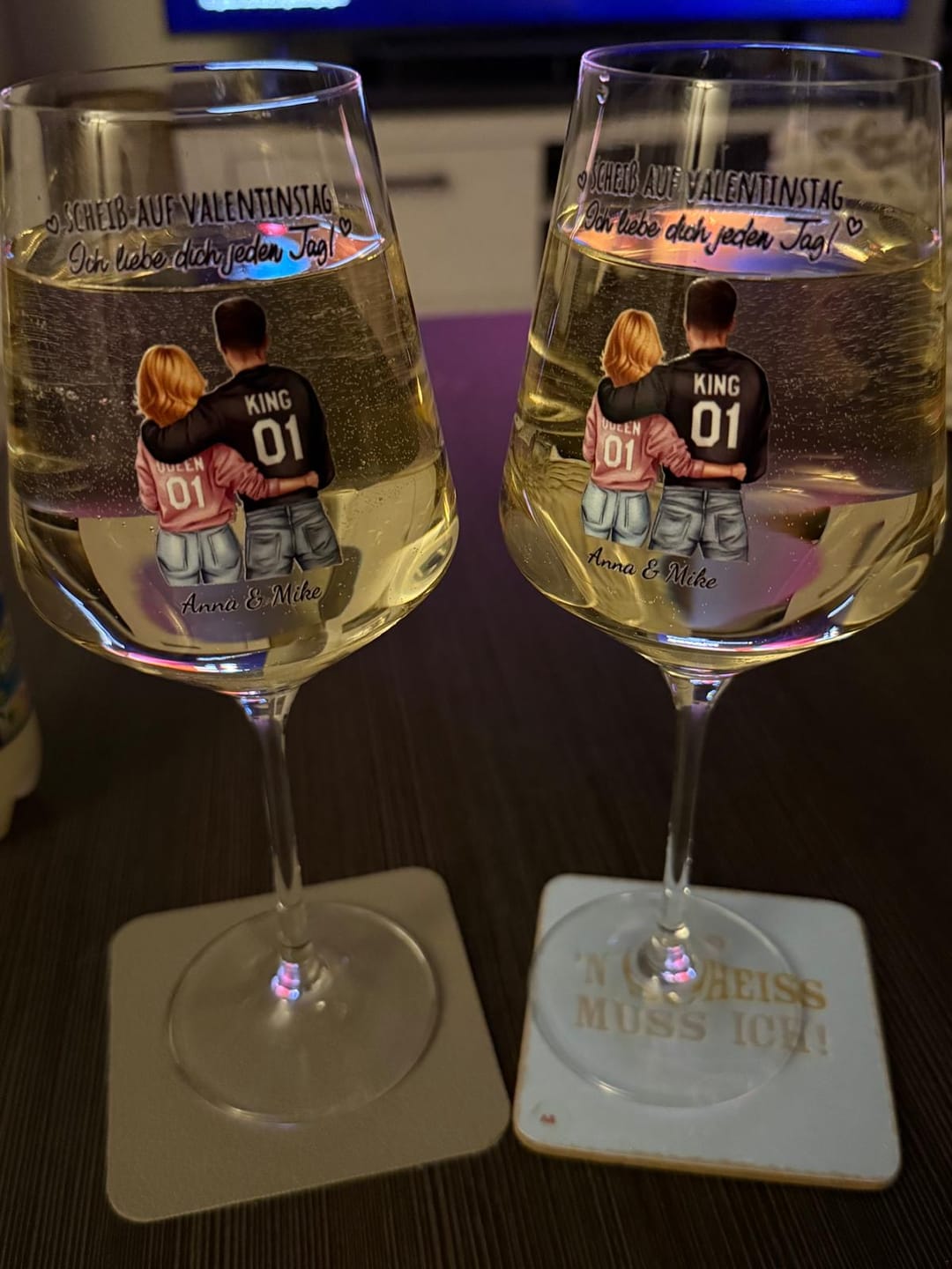 Customer photo review of Jeden Tag - Personalisiertes Weinglas für Paare zum Valentinstag