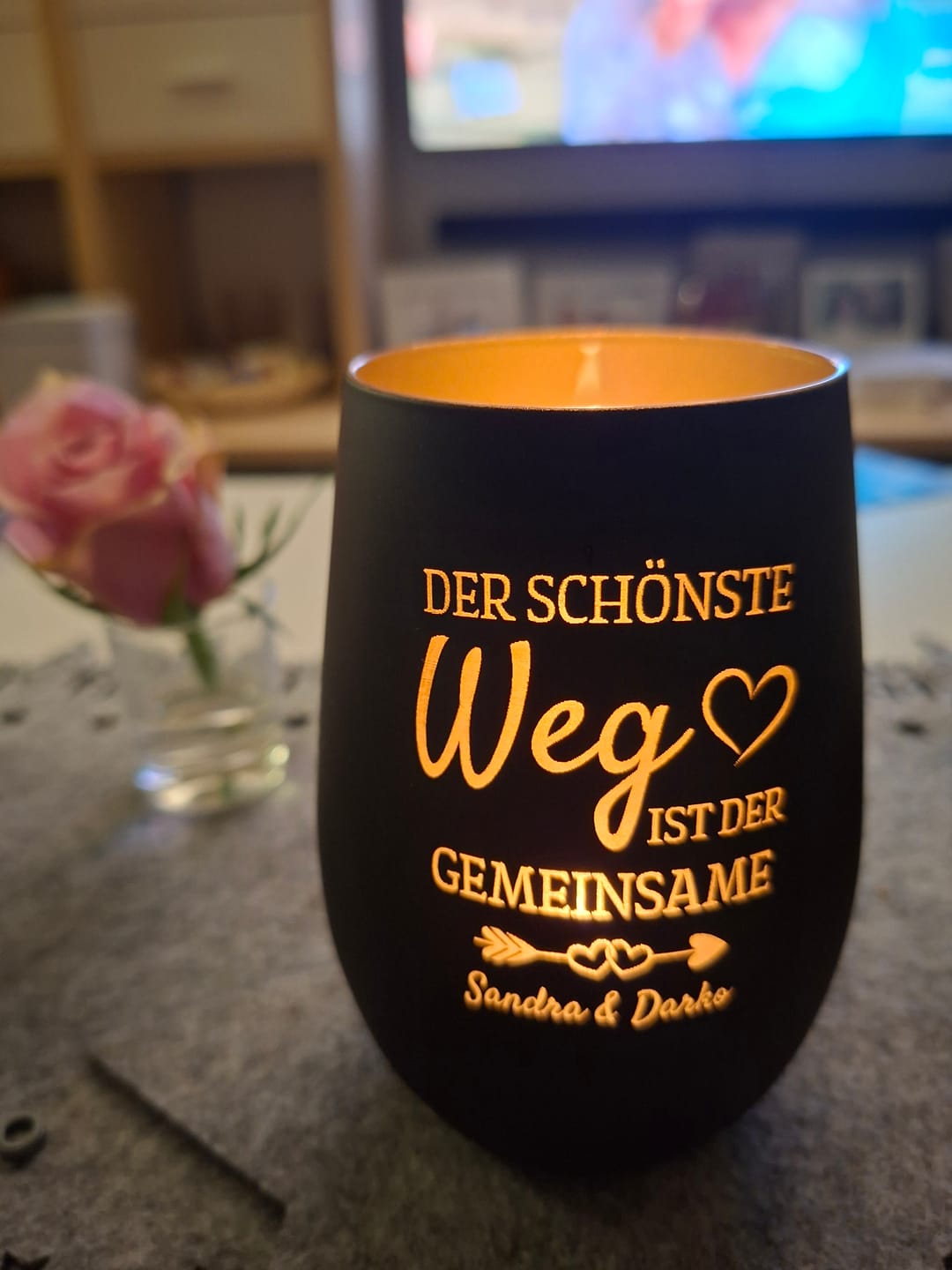 Customer photo review of Der schönste Weg - Personalisiertes Windlicht