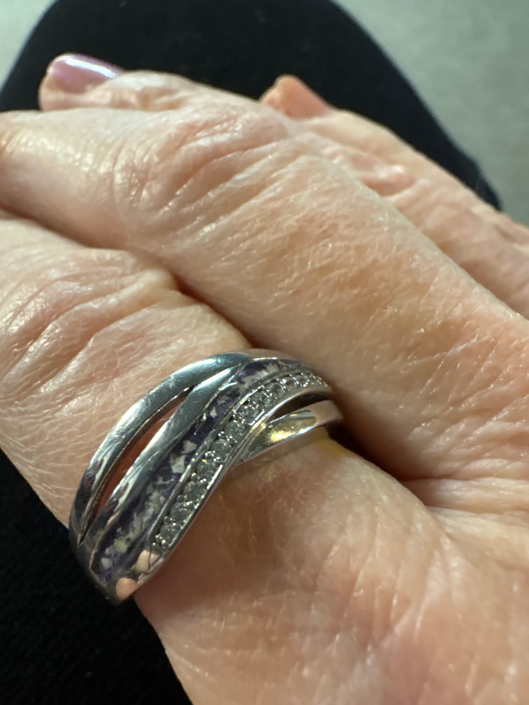 Customer photo review of Petite Pear Drop with Cremation Ashes