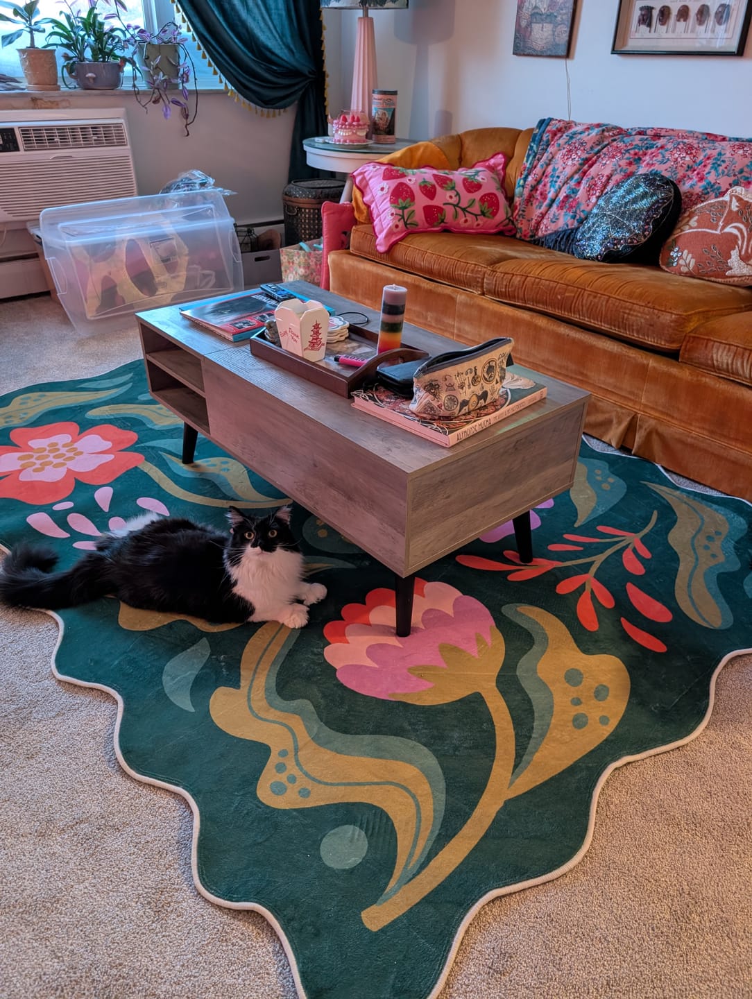 Customer photo review of Green Base Pink Floral Wavy Rug by Jessica Miller