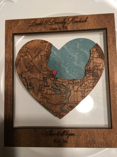 Customer photo review of Where It All Began 3D Wooden Location/City Map