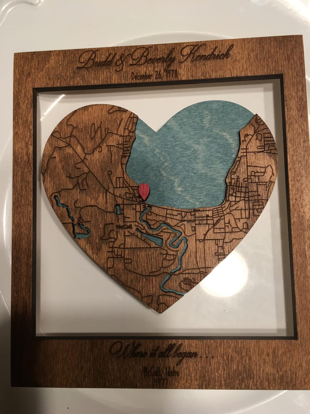 Customer photo review of Where It All Began 3D Wooden Location/City Map