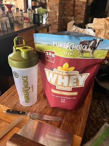Customer photo review of Whey Protein Isolate with Organic Vanilla