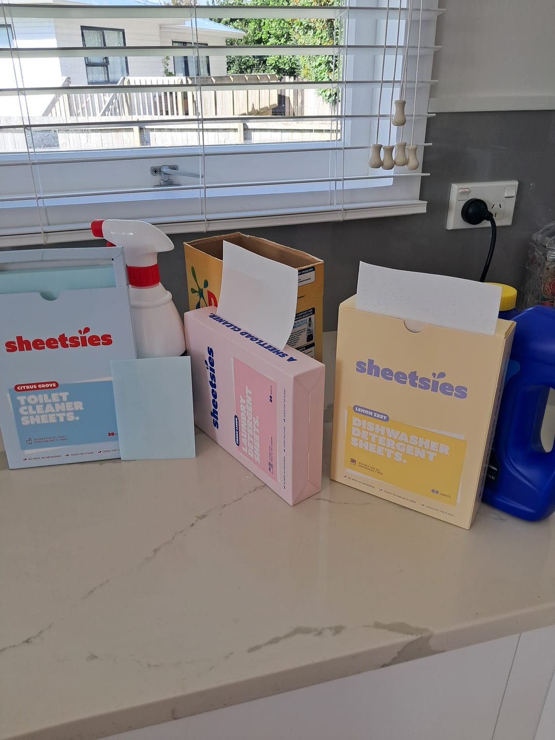 Customer photo review of Sheetsies Bundle - Laundry 80pk, Dishwash 80pk, Toilet 30pk.