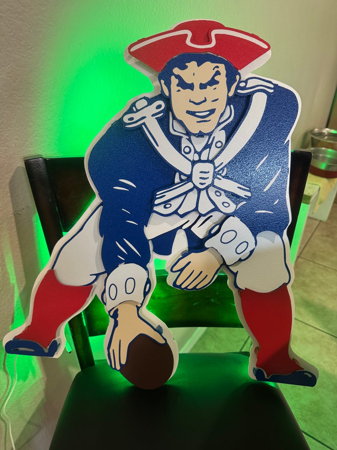 Customer photo review of New England Patriots Throwback "1961 Pat Patriot" 3D Vintage Metal Wall Art