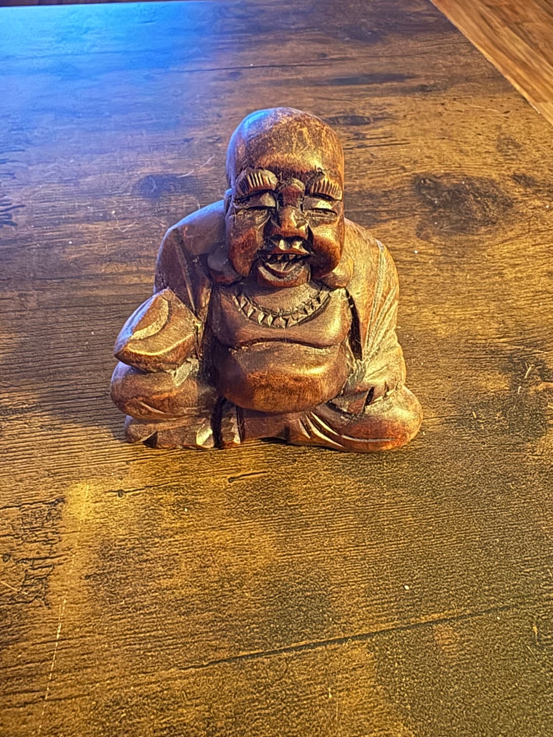 Customer photo review of Laughing Buddha Wooden Statue