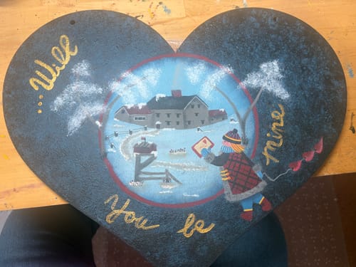 Customer photo review of Unfinished Heart Door Hanger | DIY Craft Cutout | Door Hanger | up to 46" DIY